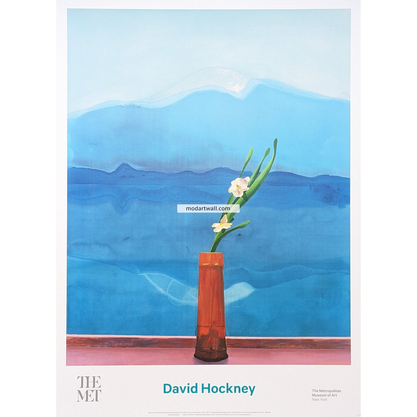 David Hockney original exhibition print Mount Fuji and Flowers