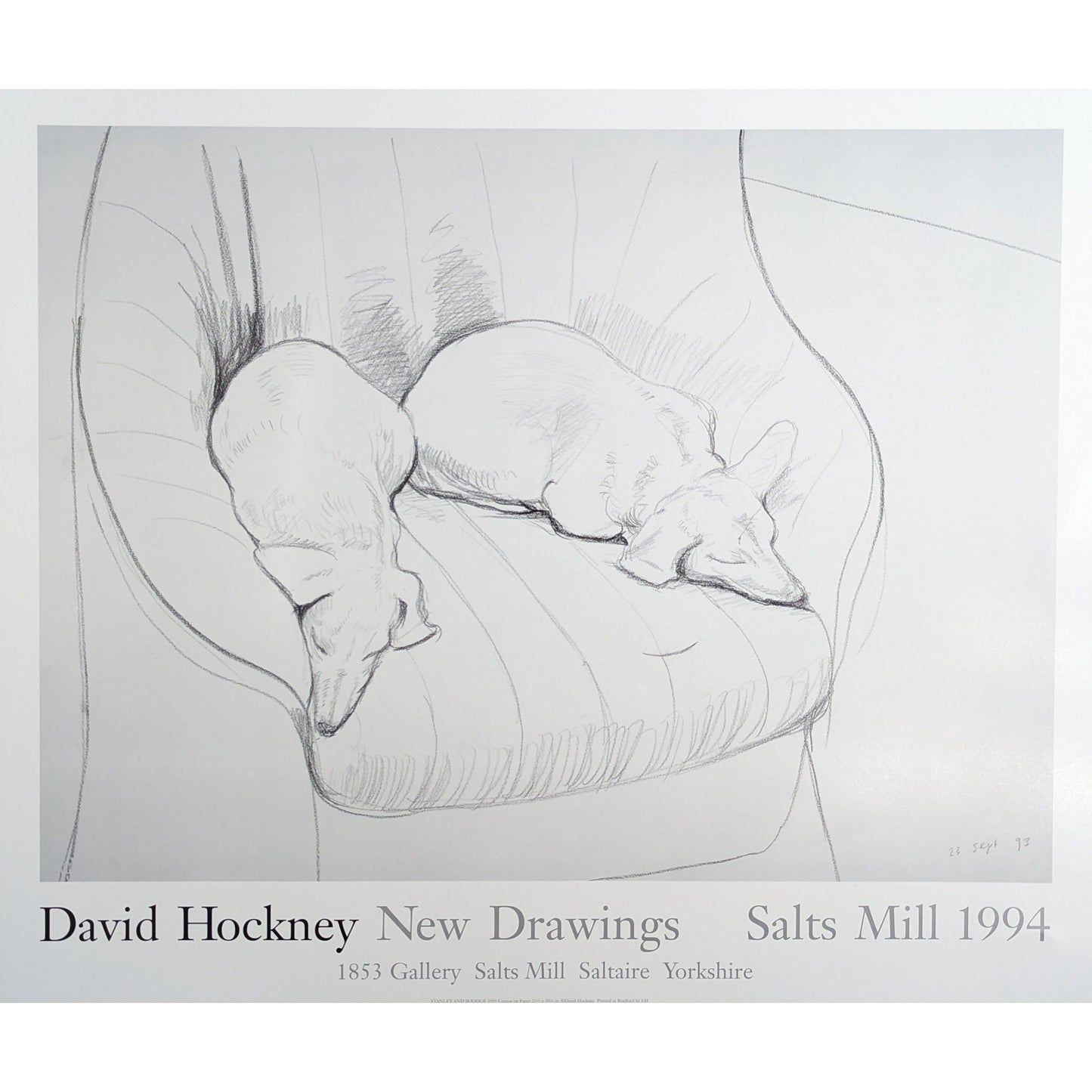 David Hockney Exhibition poster Black and White Dogs