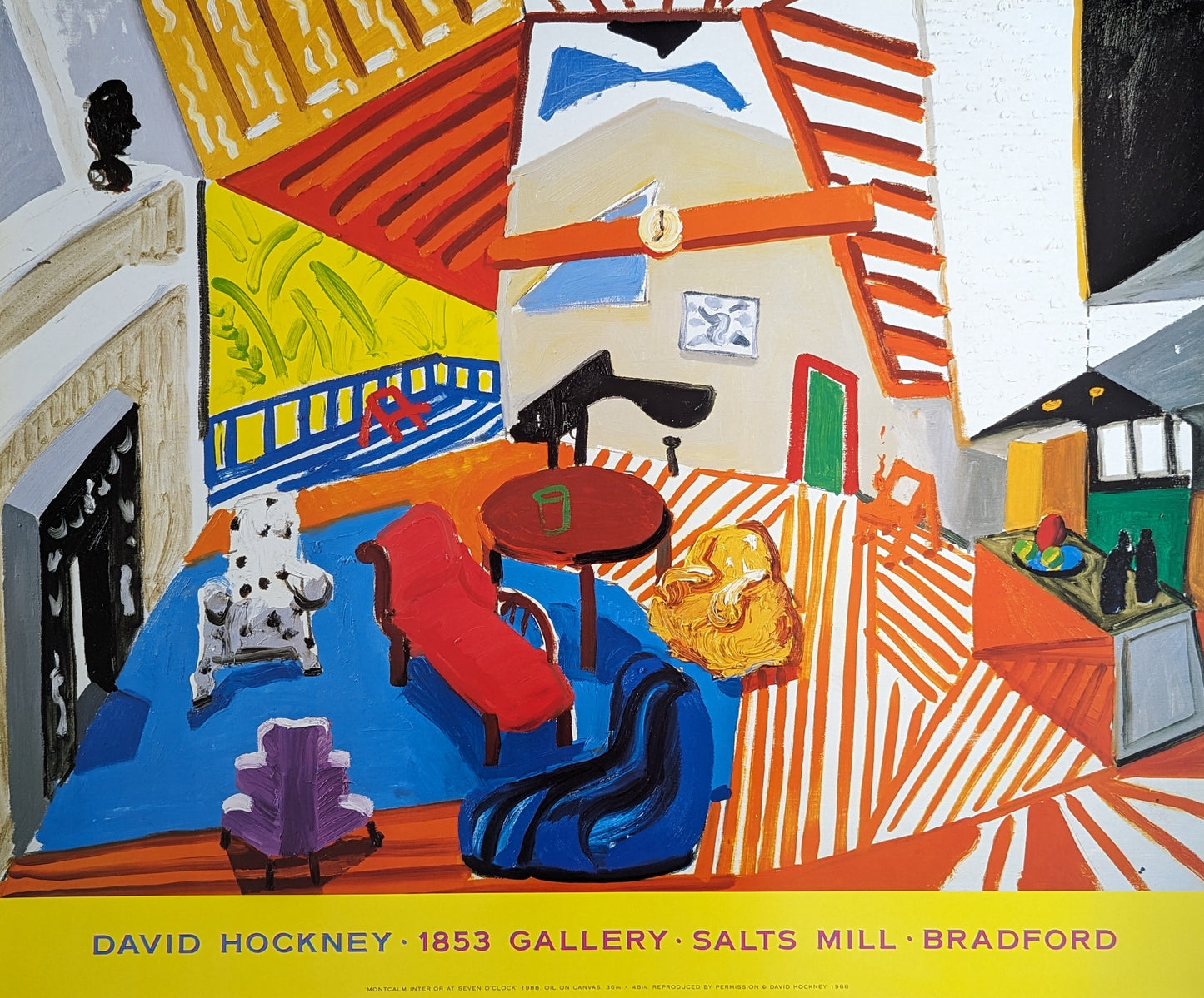 David Hockney Exhibition poster Montcalm Interior at 7 o'clock  vintage poster